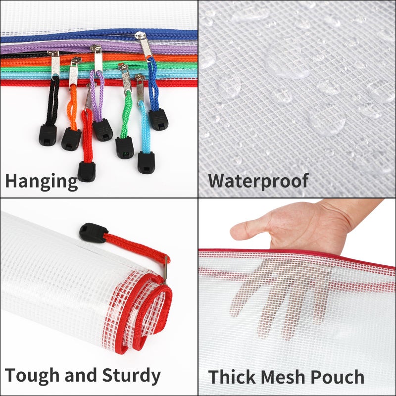 EOOUT 24pcs Mesh Zipper Pouch Bags, A4 Zipper Bags for Organizing Storage, Waterproof Zipper Pouches, Letter Size, File Bags for School, Toys, Puzzle, Board Games and Office Supplies - Image 3
